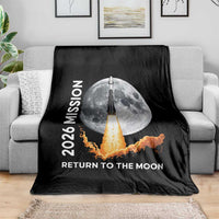 2026 Return to the Moon Mission Throw Blanket Realistic Rocket Launch Lunar Graphic Space Exploration