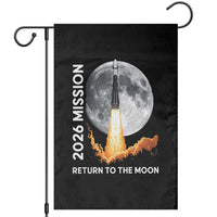 2026 Return to the Moon Mission Garden Flag Realistic Rocket Launch Lunar Graphic Space Exploration