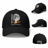 2026 Return to the Moon Mission Baseball Cap Realistic Rocket Launch Lunar Graphic Space Exploration
