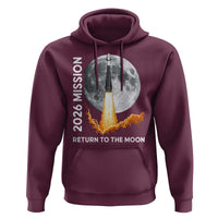 2026 Return to the Moon Mission Hoodie Realistic Rocket Launch Lunar Graphic Space Exploration