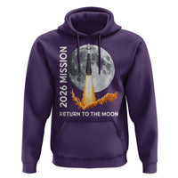 2026 Return to the Moon Mission Hoodie Realistic Rocket Launch Lunar Graphic Space Exploration