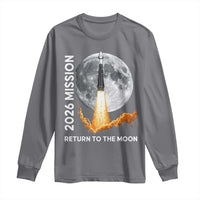 2026 Return to the Moon Mission Long Sleeve Shirt Realistic Rocket Launch Lunar Graphic Space Exploration