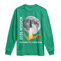 2026 Return to the Moon Mission Long Sleeve Shirt Realistic Rocket Launch Lunar Graphic Space Exploration