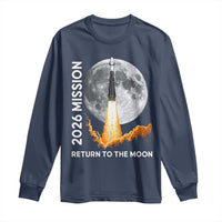 2026 Return to the Moon Mission Long Sleeve Shirt Realistic Rocket Launch Lunar Graphic Space Exploration