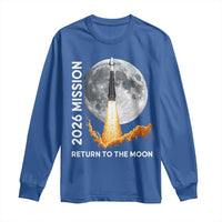 2026 Return to the Moon Mission Long Sleeve Shirt Realistic Rocket Launch Lunar Graphic Space Exploration
