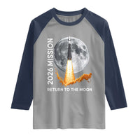 2026 Return to the Moon Mission Raglan Shirt Realistic Rocket Launch Lunar Graphic Space Exploration
