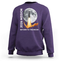 2026 Return to the Moon Mission Sweatshirt Realistic Rocket Launch Lunar Graphic Space Exploration