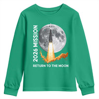 2026 Return to the Moon Mission Youth Sweatshirt Realistic Rocket Launch Lunar Graphic Space Exploration
