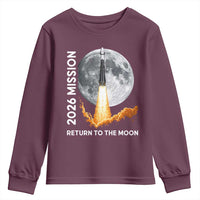 2026 Return to the Moon Mission Youth Sweatshirt Realistic Rocket Launch Lunar Graphic Space Exploration