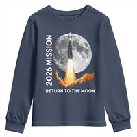 2026 Return to the Moon Mission Youth Sweatshirt Realistic Rocket Launch Lunar Graphic Space Exploration