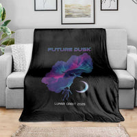 Future Dusk Lunar Orbit 2026 Throw Blanket Cosmic Nebula Astronaut n Satellite Space Exploration