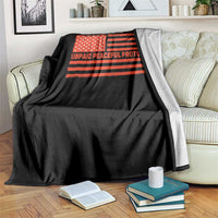 Unpaid Peaceful Protester Orange Distressed American Flag Throw Blanket Satirical Political Graphic