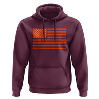 Unpaid Peaceful Protester Orange Distressed American Flag Hoodie Satirical Political Graphic