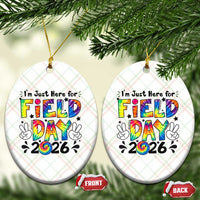 I'm Just Here for Field Day 2026 Ceramic Ornament Groovy School Retro Tie Dye Effect Printing