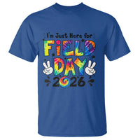 I'm Just Here for Field Day 2026 T Shirt Groovy School Retro Tie Dye Effect Printing