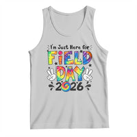 I'm Just Here for Field Day 2026 Tank Top Groovy School Retro Tie Dye Effect Printing