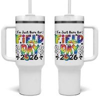 I'm Just Here for Field Day 2026 Tumbler With Handle Groovy School Retro Tie Dye Effect Printing