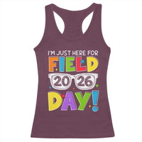 I'm Just Here for Field Day 2026 Racerback Tank Top School Colorful Sunglasses Graphic