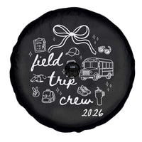 Field Trip Crew 2026 Coquette Bow Spare Tire Cover Hand Drawn Doodle Graphic Teacher Chaperone