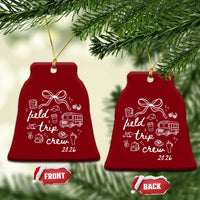 Field Trip Crew 2026 Coquette Bow Ceramic Ornament Hand Drawn Doodle Graphic Teacher Chaperone