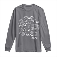 Field Trip Crew 2026 Coquette Bow Long Sleeve Shirt Hand Drawn Doodle Graphic Teacher Chaperone