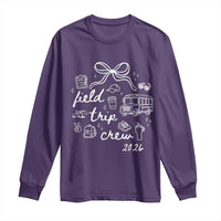 Field Trip Crew 2026 Coquette Bow Long Sleeve Shirt Hand Drawn Doodle Graphic Teacher Chaperone