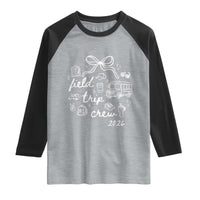 Field Trip Crew 2026 Coquette Bow Raglan Shirt Hand Drawn Doodle Graphic Teacher Chaperone