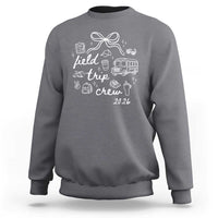 Field Trip Crew 2026 Coquette Bow Sweatshirt Hand Drawn Doodle Graphic Teacher Chaperone