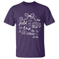 Field Trip Crew 2026 Coquette Bow T Shirt Hand Drawn Doodle Graphic Teacher Chaperone