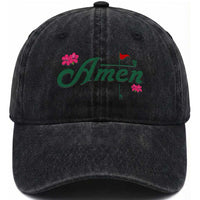 Golf Lover Amen Azalea Graphic Washed Cotton Baseball Cap Augusta Georgia Traditions Golfing Fan TS02