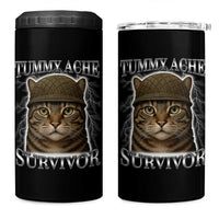 Funny Cat Meme Humor 4 in 1 Can Cooler Tumbler Tummy Ache Survivor Lightning Cats Parody