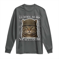 Funny Cat Meme Humor Long Sleeve Shirt Tummy Ache Survivor Lightning Cats Parody