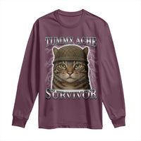 Funny Cat Meme Humor Long Sleeve Shirt Tummy Ache Survivor Lightning Cats Parody