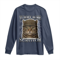 Funny Cat Meme Humor Long Sleeve Shirt Tummy Ache Survivor Lightning Cats Parody