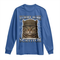 Funny Cat Meme Humor Long Sleeve Shirt Tummy Ache Survivor Lightning Cats Parody
