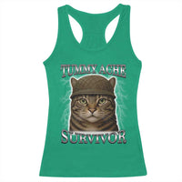 Funny Cat Meme Humor Racerback Tank Top Tummy Ache Survivor Lightning Cats Parody