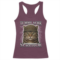 Funny Cat Meme Humor Racerback Tank Top Tummy Ache Survivor Lightning Cats Parody
