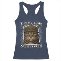 Funny Cat Meme Humor Racerback Tank Top Tummy Ache Survivor Lightning Cats Parody