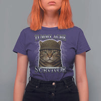 Funny Cat Meme Humor T Shirt For Women Tummy Ache Survivor Lightning Cats Parody
