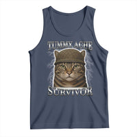 Funny Cat Meme Humor Tank Top Tummy Ache Survivor Lightning Cats Parody