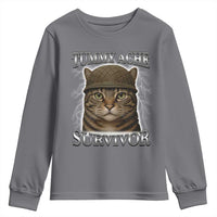 Funny Cat Meme Humor Youth Sweatshirt Tummy Ache Survivor Lightning Cats Parody