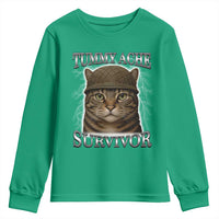 Funny Cat Meme Humor Youth Sweatshirt Tummy Ache Survivor Lightning Cats Parody