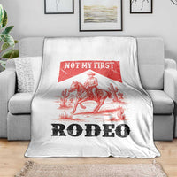 Not My First Rodeo Vintage Cowboy Graphic Throw Blanket Retro Western Desert Scene with Horse and Cactus