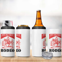 Not My First Rodeo Vintage Cowboy Graphic 4 in 1 Can Cooler Tumbler Retro Western Desert Scene with Horse and Cactus