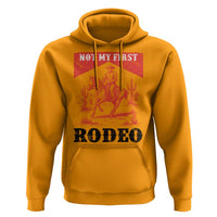 Not My First Rodeo Vintage Cowboy Graphic Hoodie Retro Western Desert Scene with Horse and Cactus