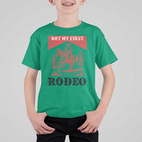 Not My First Rodeo Vintage Cowboy Graphic T Shirt For Kid Retro Western Desert Scene with Horse and Cactus