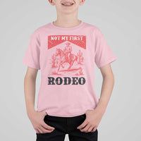 Not My First Rodeo Vintage Cowboy Graphic T Shirt For Kid Retro Western Desert Scene with Horse and Cactus