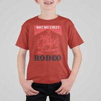 Not My First Rodeo Vintage Cowboy Graphic T Shirt For Kid Retro Western Desert Scene with Horse and Cactus