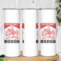 Not My First Rodeo Vintage Cowboy Graphic Skinny Tumbler Retro Western Desert Scene with Horse and Cactus