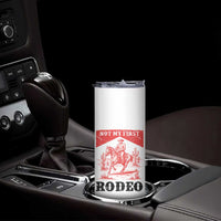 Not My First Rodeo Vintage Cowboy Graphic Skinny Tumbler Retro Western Desert Scene with Horse and Cactus